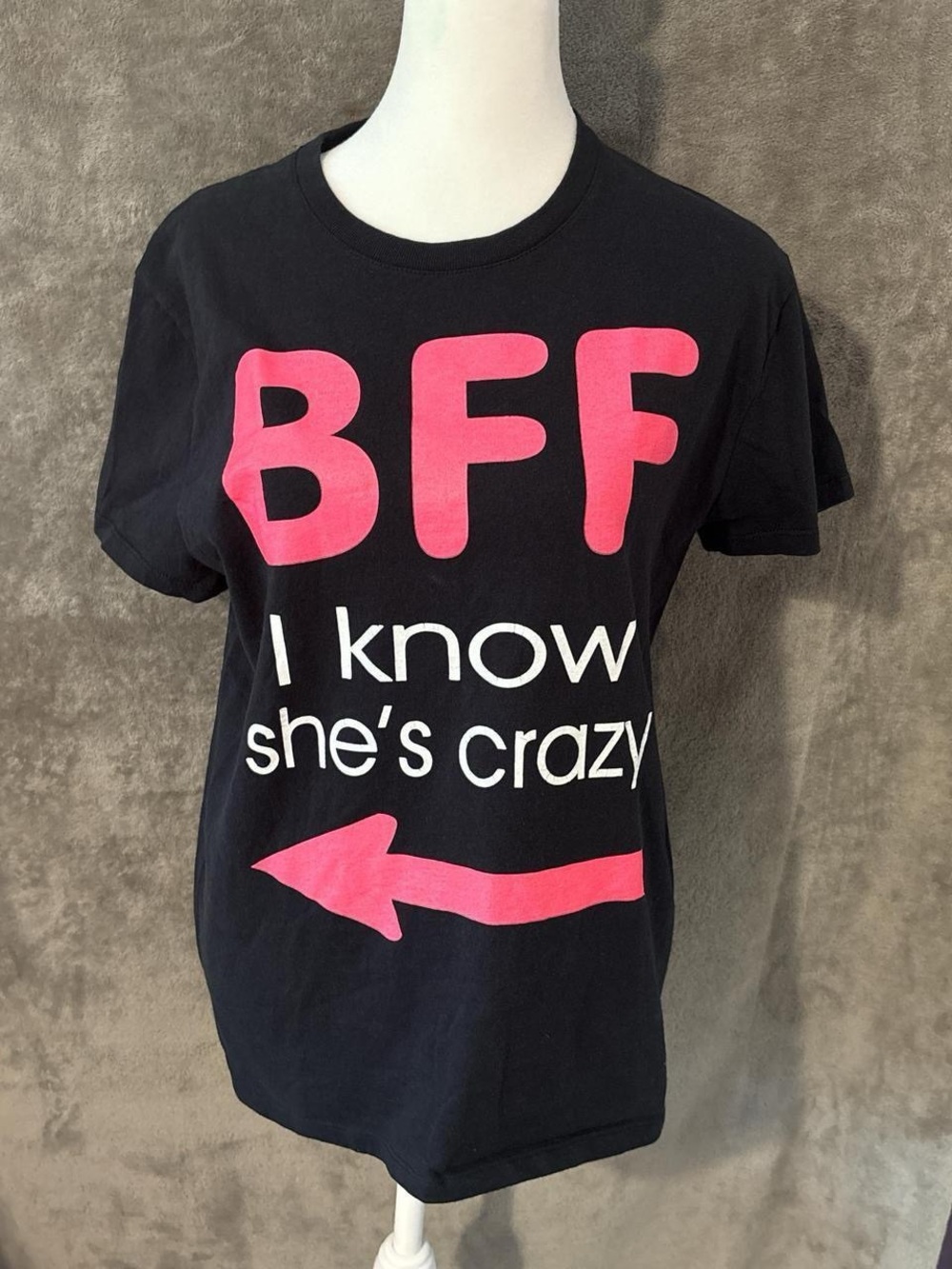 Y2K Black and Hot Pink “BFF I Know She’s Crazy” T Shirt